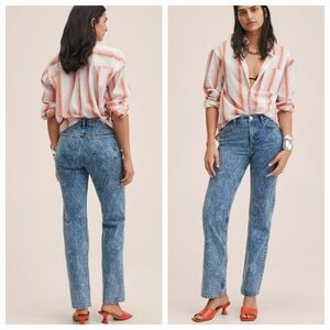 Mango Mid Rise Straight Leg Jeans